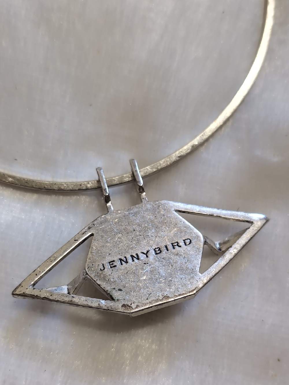 Rare Jenny Bird Silver Plated Nova Orb Collar 3D Metal Choker Statement Necklace - Picture 7 of 15